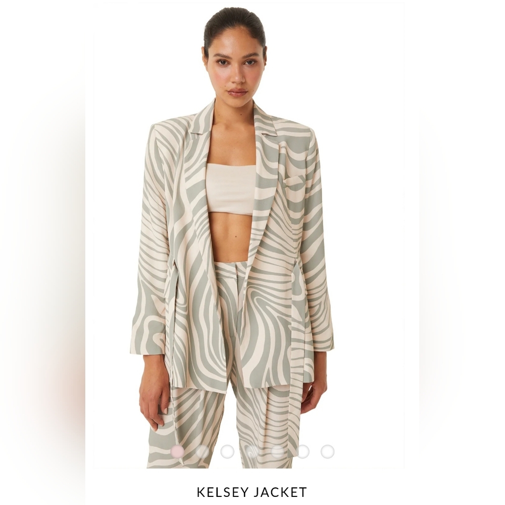 MISA Los Angeles The Kelsey Jacket Blazer Abstract Zebra Belted Pockets XS